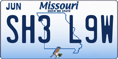 MO license plate SH3L9W