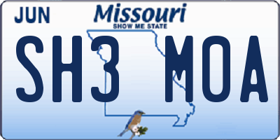 MO license plate SH3M0A