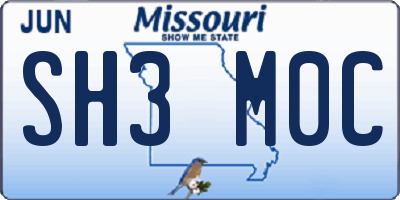 MO license plate SH3M0C