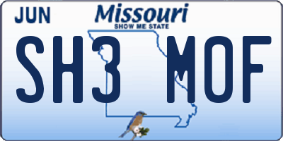 MO license plate SH3M0F