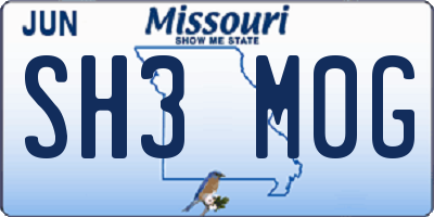 MO license plate SH3M0G