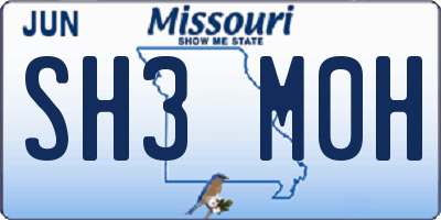 MO license plate SH3M0H