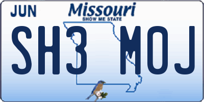 MO license plate SH3M0J