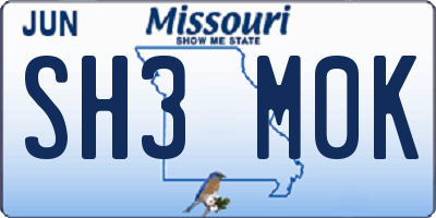 MO license plate SH3M0K