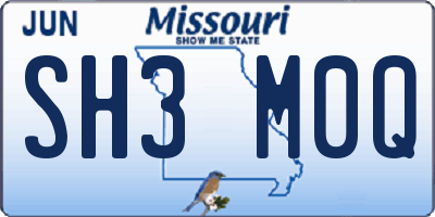 MO license plate SH3M0Q