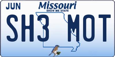 MO license plate SH3M0T