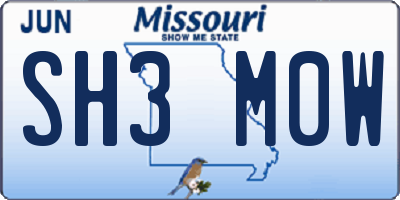 MO license plate SH3M0W