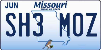 MO license plate SH3M0Z