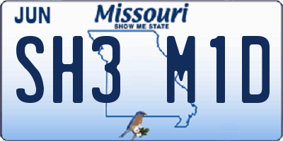 MO license plate SH3M1D