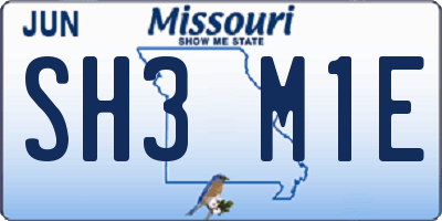 MO license plate SH3M1E
