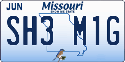 MO license plate SH3M1G