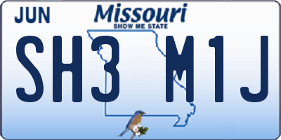 MO license plate SH3M1J