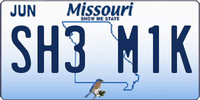 MO license plate SH3M1K
