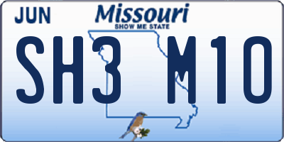 MO license plate SH3M1O