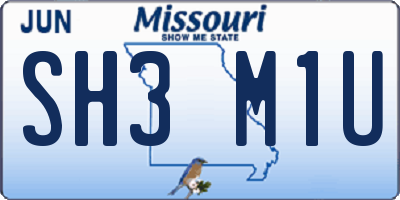 MO license plate SH3M1U
