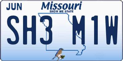 MO license plate SH3M1W