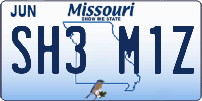 MO license plate SH3M1Z