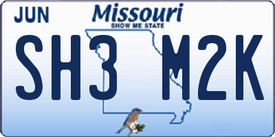 MO license plate SH3M2K