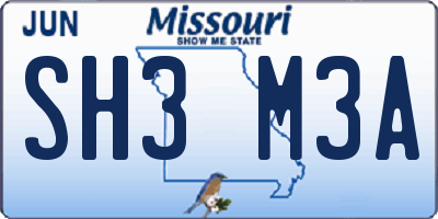 MO license plate SH3M3A