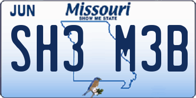 MO license plate SH3M3B