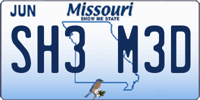 MO license plate SH3M3D