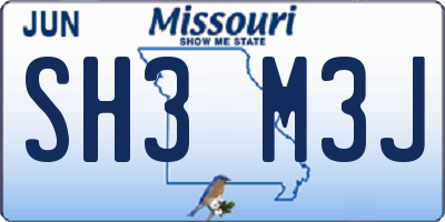 MO license plate SH3M3J