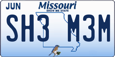 MO license plate SH3M3M