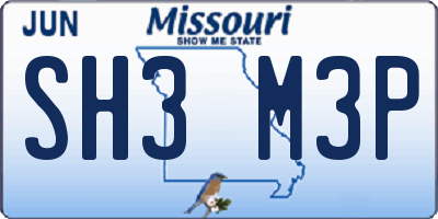 MO license plate SH3M3P