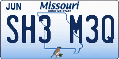 MO license plate SH3M3Q