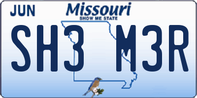 MO license plate SH3M3R