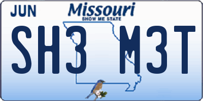 MO license plate SH3M3T