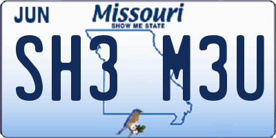 MO license plate SH3M3U