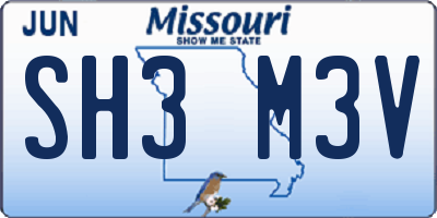 MO license plate SH3M3V