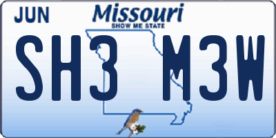 MO license plate SH3M3W