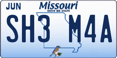 MO license plate SH3M4A