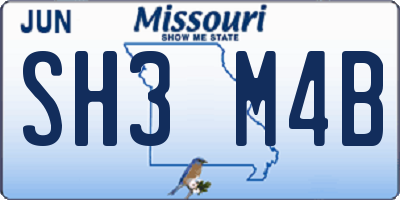 MO license plate SH3M4B