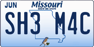 MO license plate SH3M4C