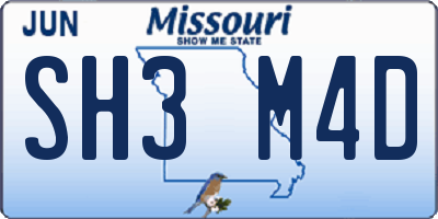 MO license plate SH3M4D