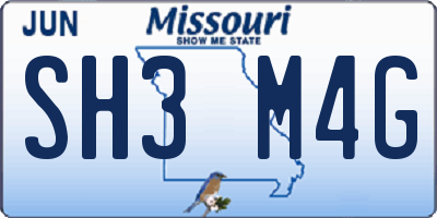 MO license plate SH3M4G
