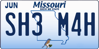 MO license plate SH3M4H