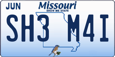 MO license plate SH3M4I