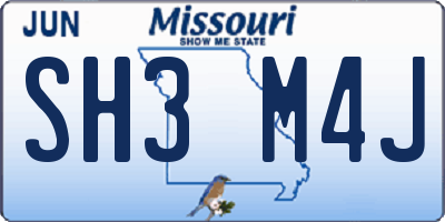 MO license plate SH3M4J