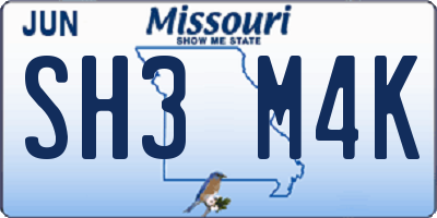 MO license plate SH3M4K