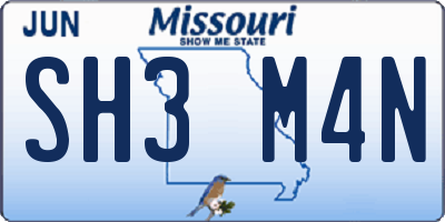 MO license plate SH3M4N