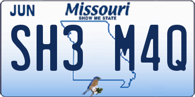 MO license plate SH3M4Q