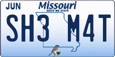 MO license plate SH3M4T