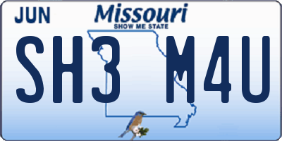 MO license plate SH3M4U