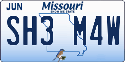 MO license plate SH3M4W