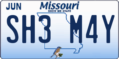 MO license plate SH3M4Y