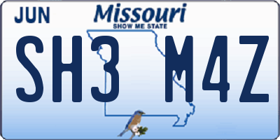 MO license plate SH3M4Z